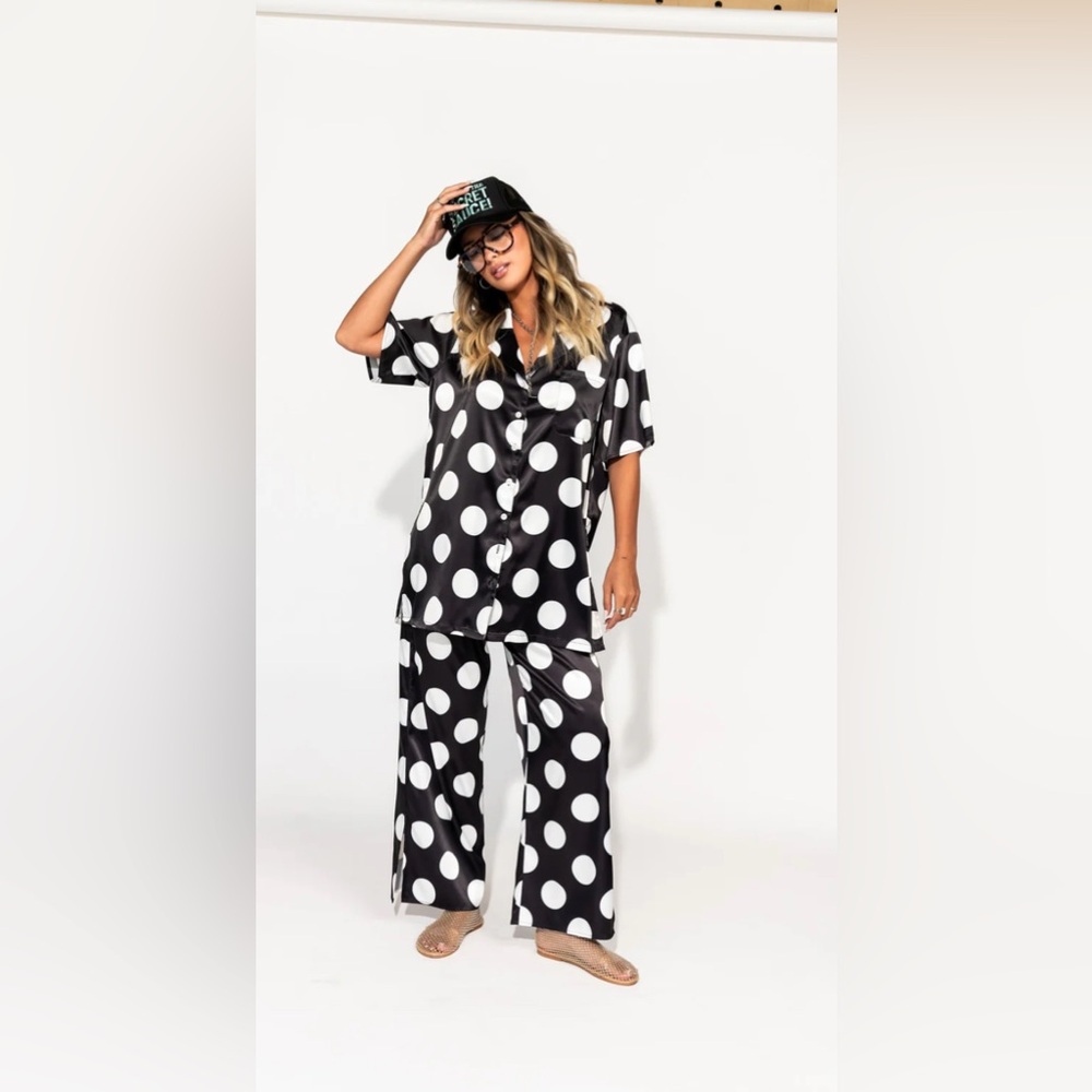 Dream So Big Satin Set in Classic Polka Dots
